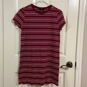 Maroon Striped T Shirt Dress